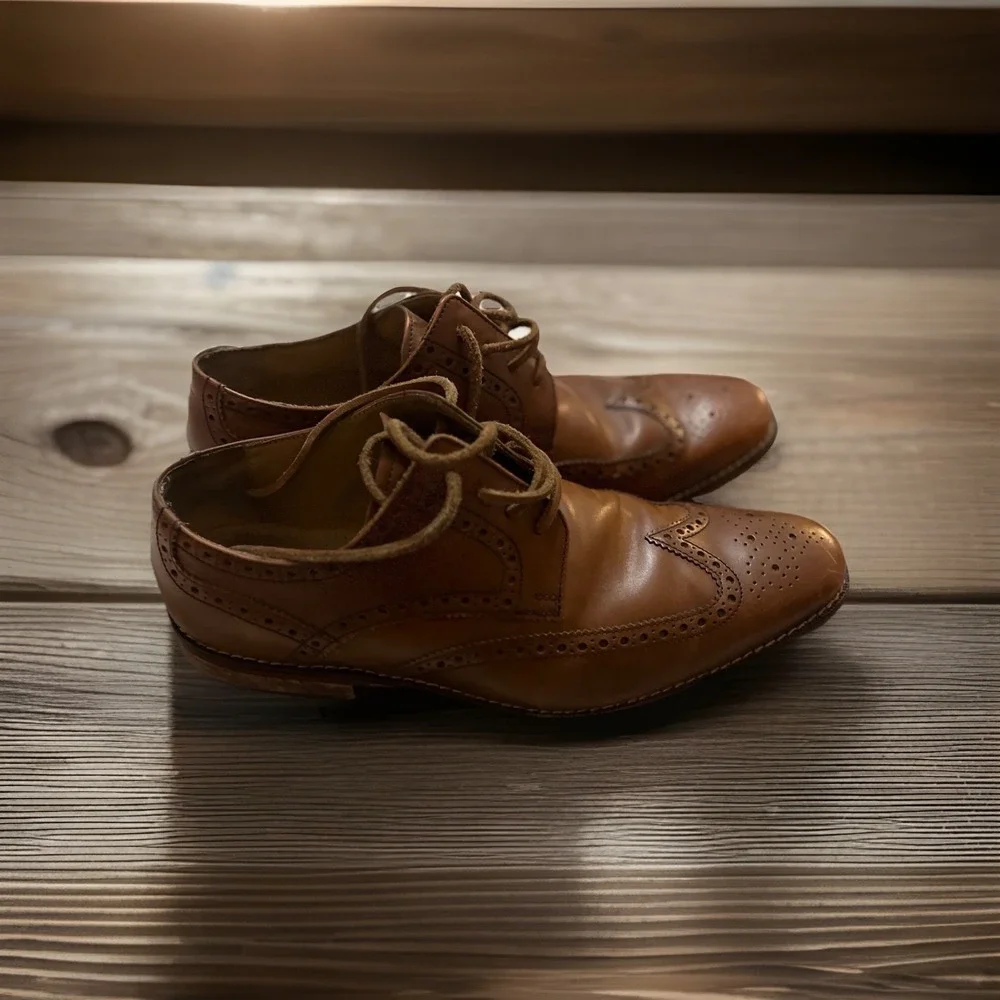Cole Haan Grand Leather‎ Wingtip Oxford Shoes. Cognac Brown. Men's 10 M